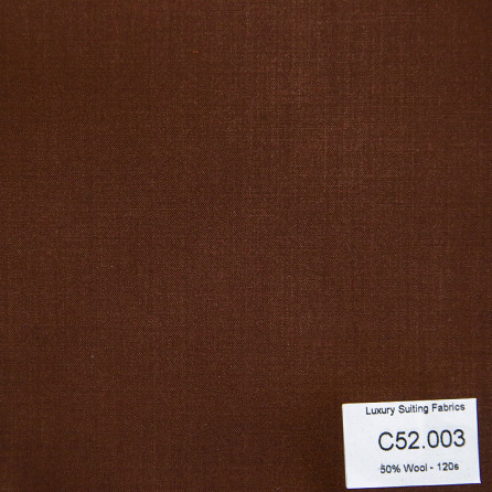 C52.003 Kevinlli V3 - Vải Suit 50% Wool - Nâu Trơn